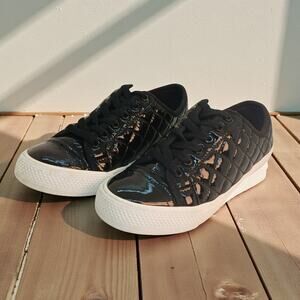 Tory Burch Womens Black Quilted Leather Fashion Sneakers - Size 6.5